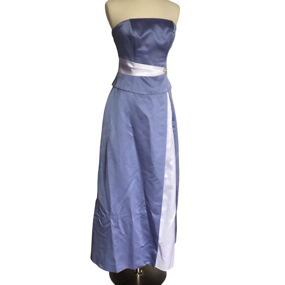 Private Collection Strapless Formal Satin Gown Maxi Periwinkle Size 10 - Picture 1 of 8